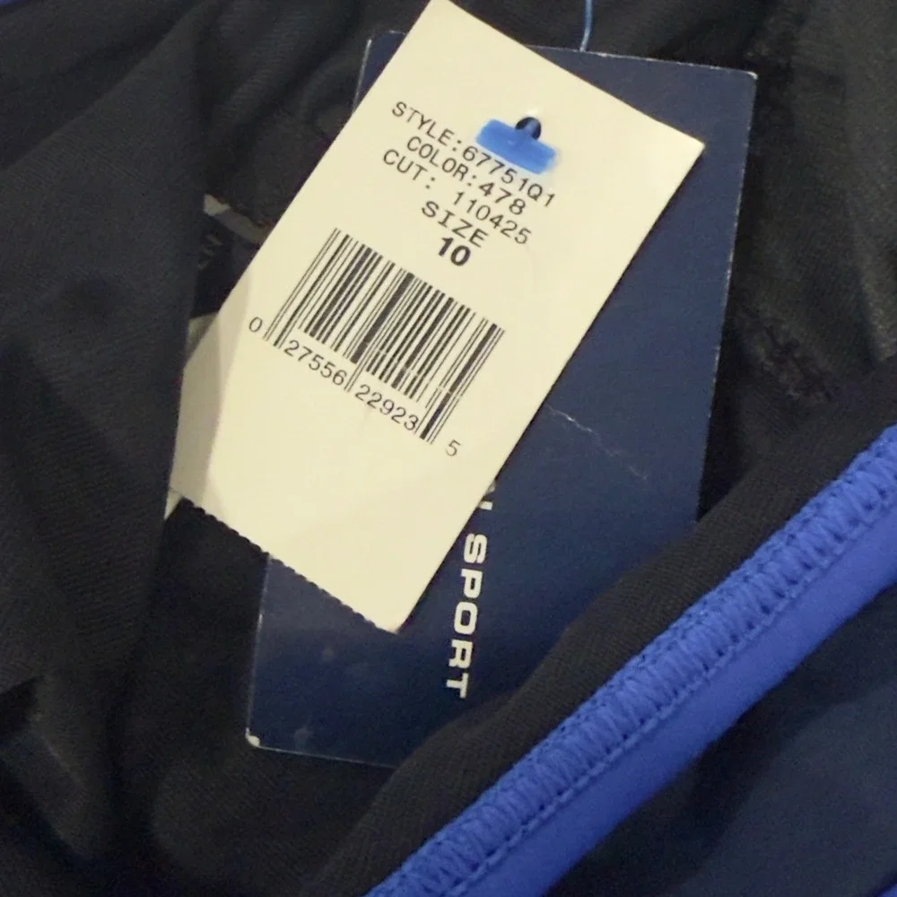 Ralph Lauren Sport Water Water Everywhere Tankini Top Size 10 Blue‎ Black NWT